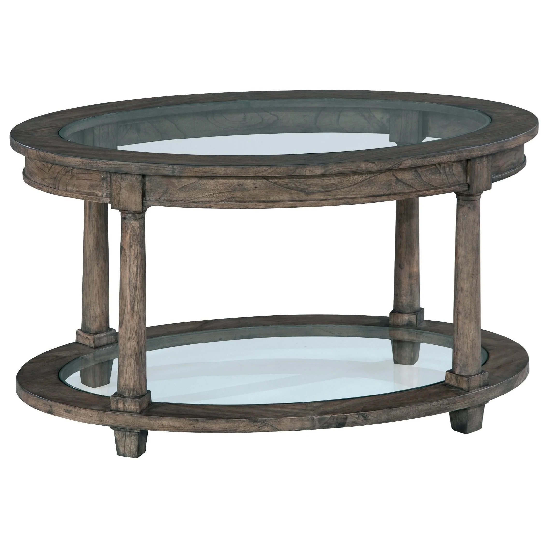Hekman Lincoln Park Oval Coffee Table with Glass Top and Shelf